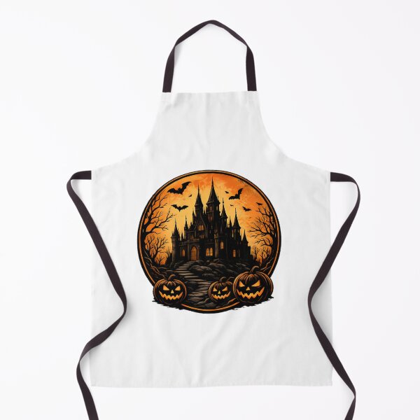 Item preview, Vintage Spooky Halloween Castle with Moon and Pumpkin Illustration designed and sold by SupremeDoggo.