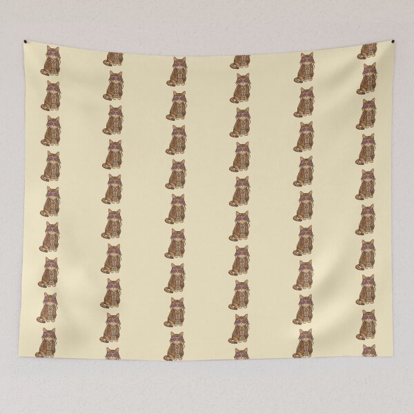 Item preview, 70s Vintage Retro Hippie Cat designed and sold by FootprintofLove.