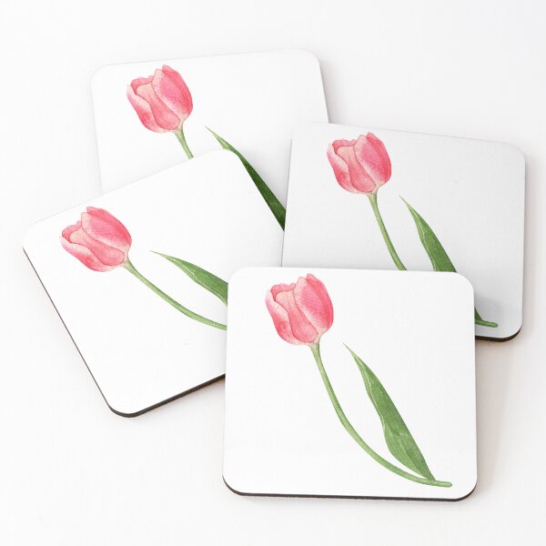 Item preview, Pink Tulip Flower with Green Leaf  designed and sold by White Rabbit Design .