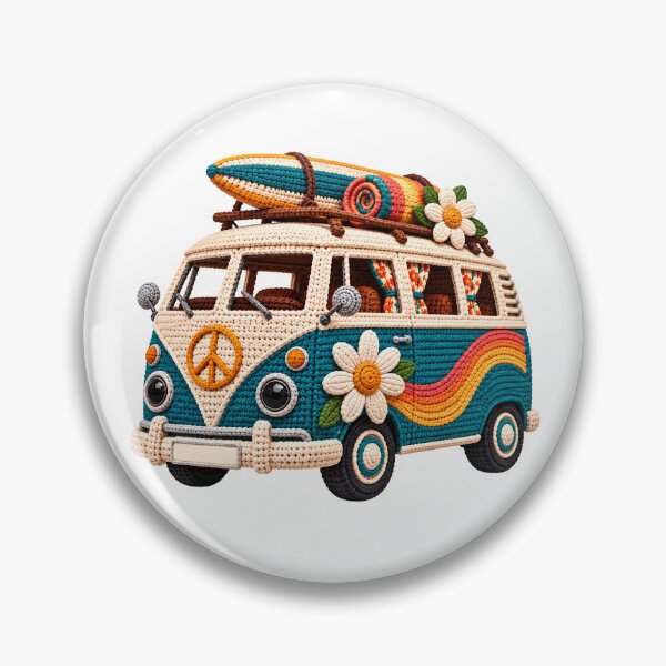 Item preview, Crochet Camper Van – Retro Hippie Surf Bus & Road Trip Art designed and sold by Digital Culture Studio.