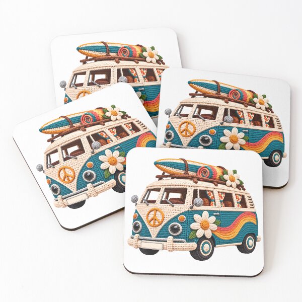 Item preview, Crochet Camper Van – Retro Hippie Surf Bus & Road Trip Art designed and sold by Digital Culture Studio.
