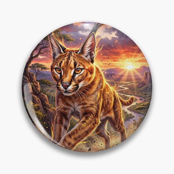 Item preview, Leaping Caracal - Epic Savanna Sunset designed and sold by Lucid Dream Pixel.