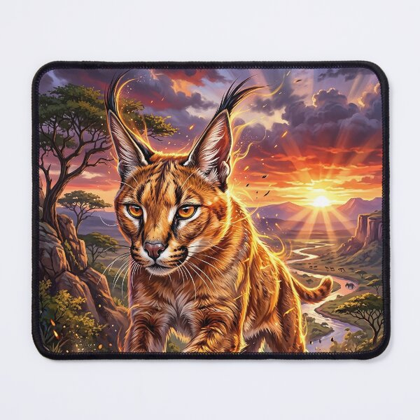 Item preview, Leaping Caracal - Epic Savanna Sunset designed and sold by Lucid Dream Pixel.