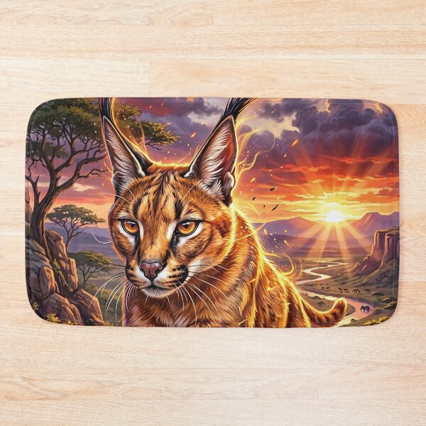 Item preview, Leaping Caracal - Epic Savanna Sunset designed and sold by Lucid Dream Pixel.