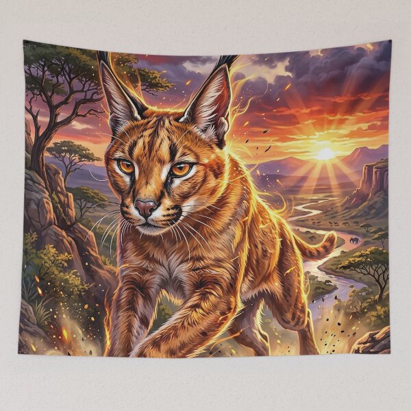 Item preview, Leaping Caracal - Epic Savanna Sunset designed and sold by Lucid Dream Pixel.
