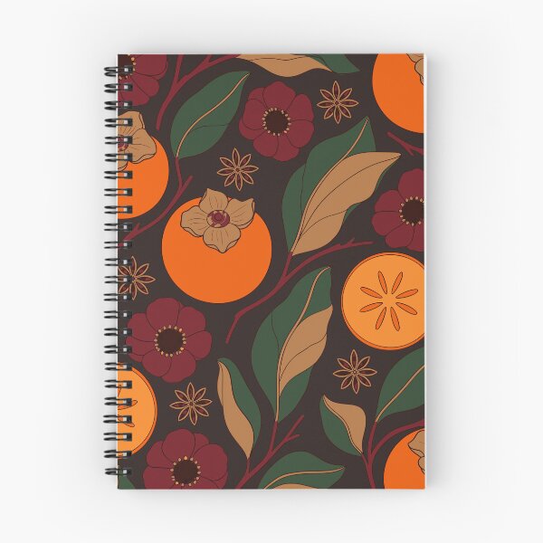 Item preview, Persimmon and Anemone Autumn Folk Botanical Pattern designed and sold by BelievingCreate.