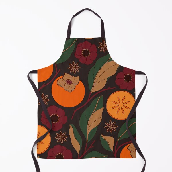 Item preview, Persimmon and Anemone Autumn Folk Botanical Pattern designed and sold by BelievingCreate.