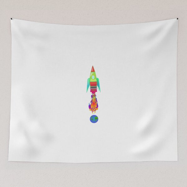 Item preview, Retro Space Rocket Blast Off Earth designed and sold by Odditycalzon.