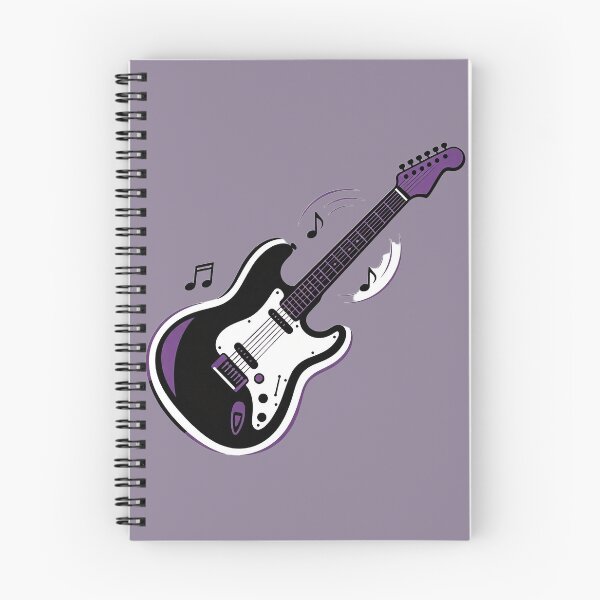 Item preview, Electric guitar with musical notes in shades of purple and black designed and sold by mixoubraw.