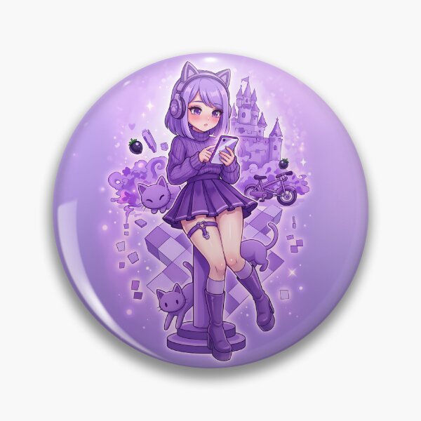 Item preview, Pastel Goth Anime Gamer Girl: Purple Aesthetic Cat Headphones & Castle designed and sold by CuteKats.