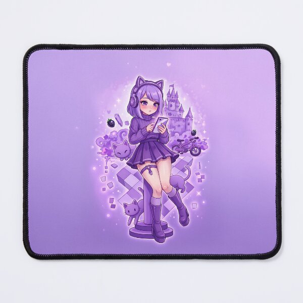 Item preview, Pastel Goth Anime Gamer Girl: Purple Aesthetic Cat Headphones & Castle designed and sold by CuteKats.