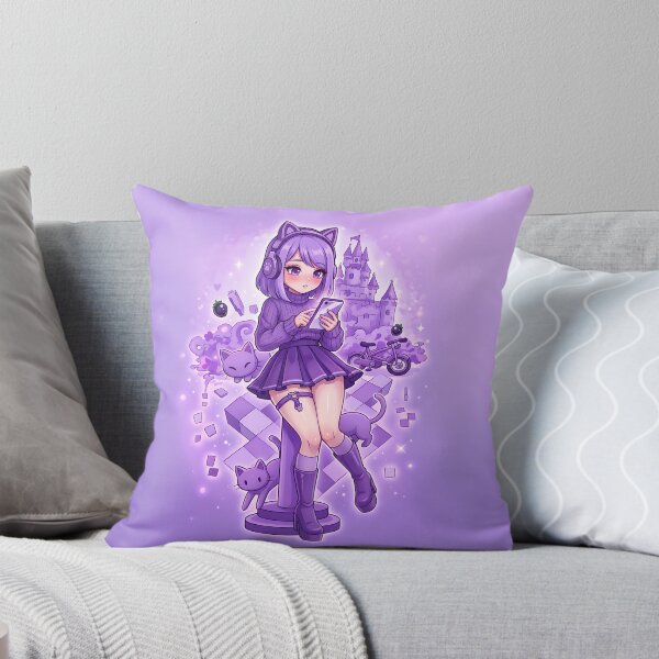 Item preview, Pastel Goth Anime Gamer Girl: Purple Aesthetic Cat Headphones & Castle designed and sold by CuteKats.