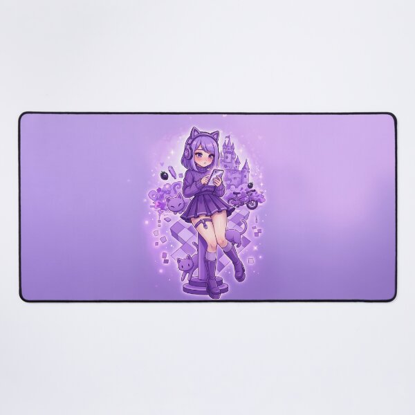 Item preview, Pastel Goth Anime Gamer Girl: Purple Aesthetic Cat Headphones & Castle designed and sold by CuteKats.