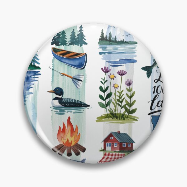 Item preview, Minnesota Lakes Watercolor – Loon, Canoe & Campfire designed and sold by Marie Gems.
