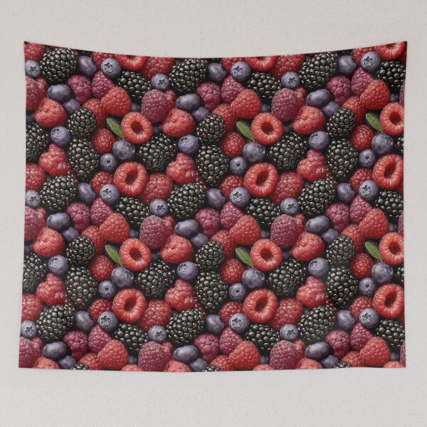 Item preview, Red Purple Violet Berry Pattern blueberry blackberry raspberry designed and sold by KsaveraArt.