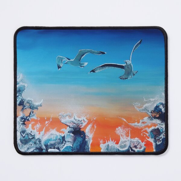 Item preview, Sunset seagulls over ocean waves designed and sold by SdrennanArt.