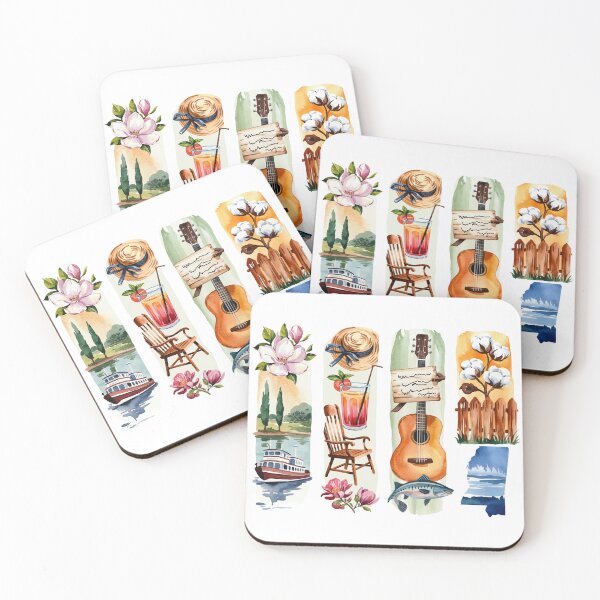 Item preview, Mississippi River Watercolor – Magnolia, Cotton & Blues designed and sold by Marie Gems.