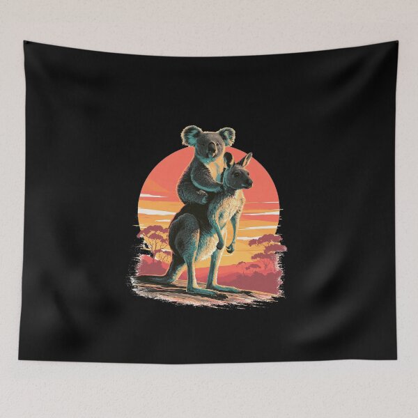 Item preview, Retro Australian Wildlife Koala Kangaroo Sunset designed and sold by D-Oles-Mercher.