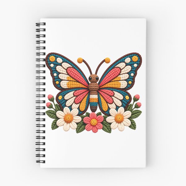 Item preview, Crochet Butterfly with Flowers – Colourful Boho Yarn Art designed and sold by Digital Culture Studio.