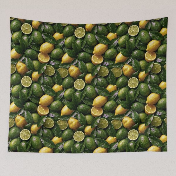Item preview, Green Lime and Yellow Lemon Fruit Pattern designed and sold by KsaveraArt.