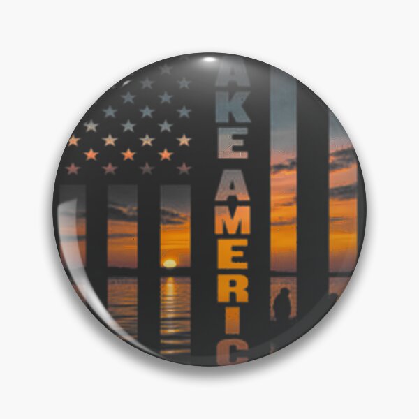 Item preview, Lake America Sunset with American Flag Landscape Illustration designed and sold by HMshopful.