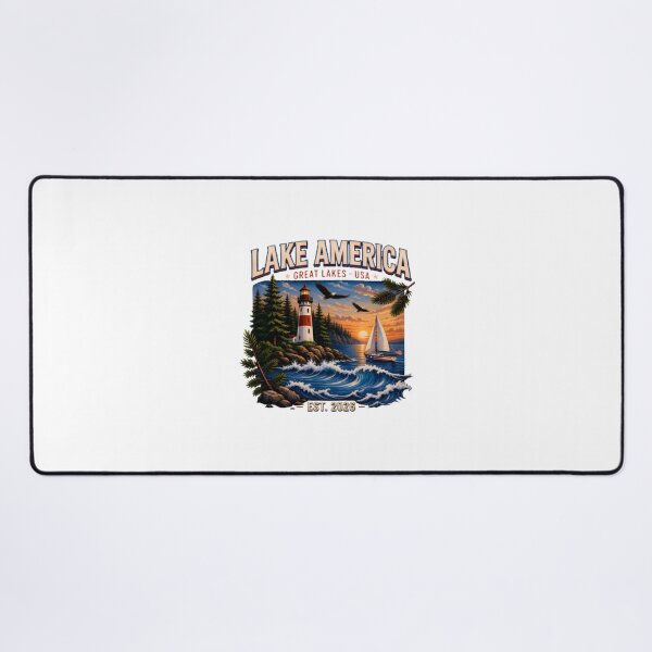 Item preview, Lake America Great Lakes Lighthouse with Sailing Boat Scenic Design designed and sold by HMshopful.