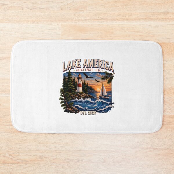 Item preview, Lake America Great Lakes Lighthouse with Sailing Boat Scenic Design designed and sold by HMshopful.