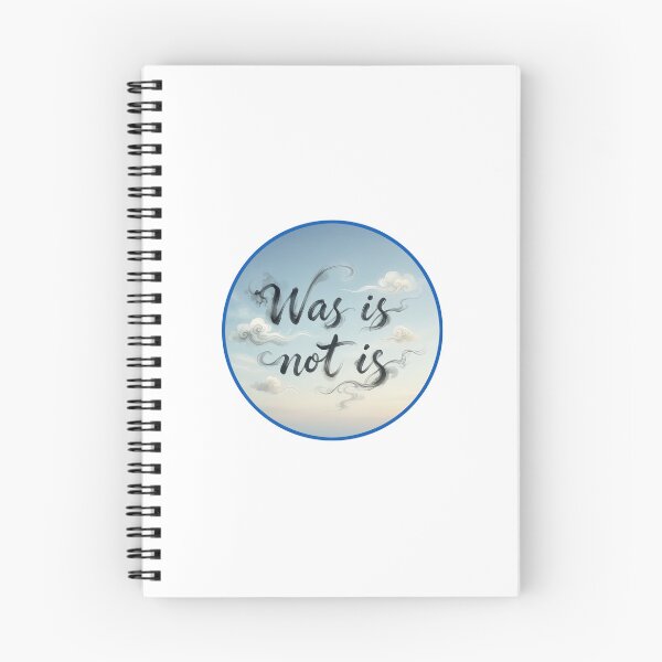 Item preview, "Was Is Not Is" Philosophical Calligraphy Art | Serene Sky & Clouds Badge designed and sold by NotSoSubtleRosiePeas.