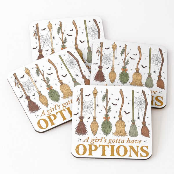 Item preview, A Girl’s Gotta Have Options – Witchy Broom Halloween Graphic designed and sold by SweetTeezPrints.