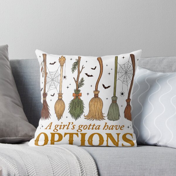 Item preview, A Girl’s Gotta Have Options – Witchy Broom Halloween Graphic designed and sold by SweetTeezPrints.