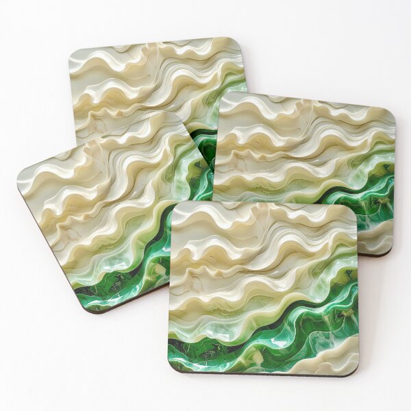 Item preview, Duality of Ivory Marble and Jade Waves designed and sold by Vicky Brago-Mitchell®.