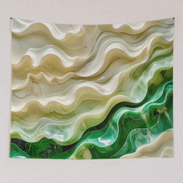 Item preview, Duality of Ivory Marble and Jade Waves designed and sold by Vicky Brago-Mitchell®.