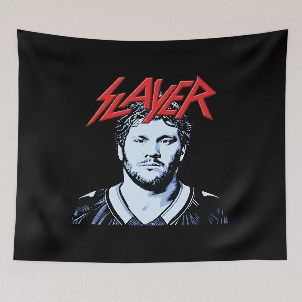 Aperçu de l'œuvre Josh Allen Buffalo Bills Slayer Logo Style du groupe créée et vendue par yuckticke.