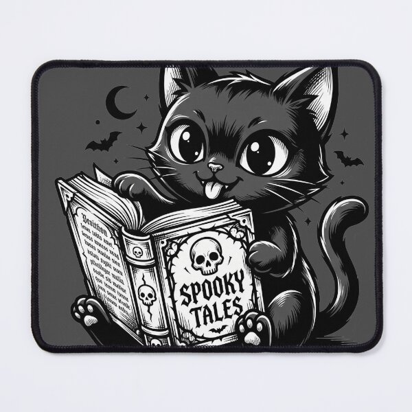 Item preview, Cute Black Cat Reading Spooky Tales Book designed and sold by segathi.