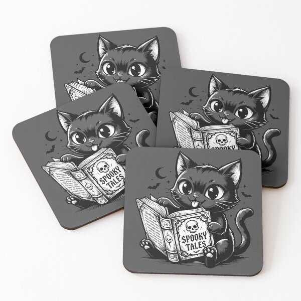 Item preview, Cute Black Cat Reading Spooky Tales Book designed and sold by segathi.