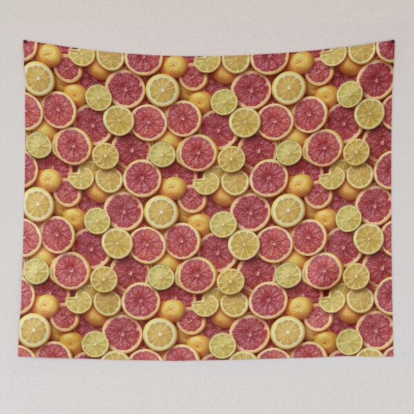 Item preview, Pink Grapefruit and Yellow Lemon Fruit Pattern designed and sold by KsaveraArt.