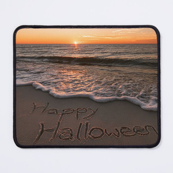 Item preview, Happy Halloween Sand Inscription With Bat At Sunset Shoreline designed and sold by chase-thewave.