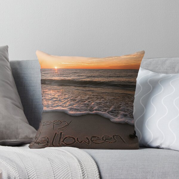 Item preview, Happy Halloween Sand Inscription With Bat At Sunset Shoreline designed and sold by chase-thewave.