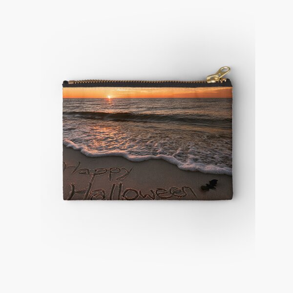 Item preview, Happy Halloween Sand Inscription With Bat At Sunset Shoreline designed and sold by chase-thewave.