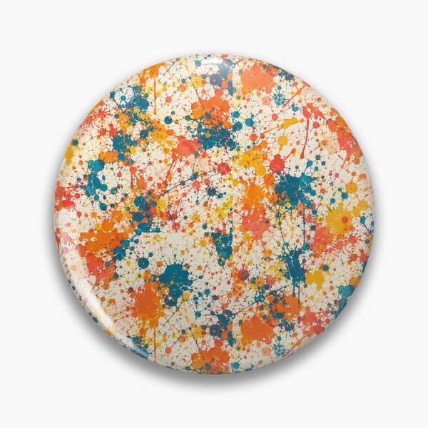 Item preview, Mid Century Modern Teal and Tangerine Splatter Action Abstract Art designed and sold by THE SPLATTERED HAUS BY SAGE BANKS.