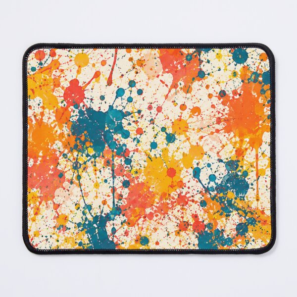 Item preview, Mid Century Modern Teal and Tangerine Splatter Action Abstract Art designed and sold by THE SPLATTERED HAUS BY SAGE BANKS.
