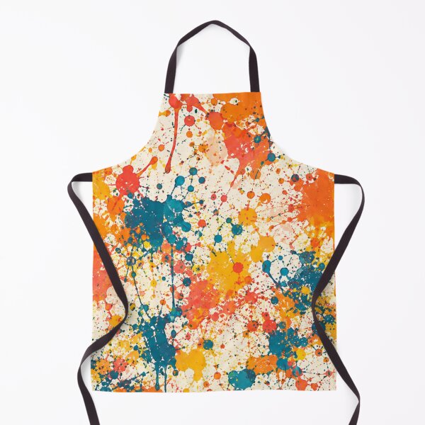 Item preview, Mid Century Modern Teal and Tangerine Splatter Action Abstract Art designed and sold by THE SPLATTERED HAUS BY SAGE BANKS.