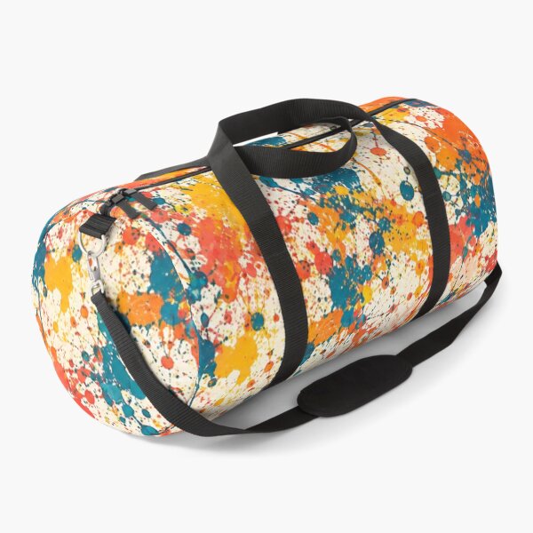 Item preview, Mid Century Modern Teal and Tangerine Splatter Action Abstract Art designed and sold by THE SPLATTERED HAUS BY SAGE BANKS.