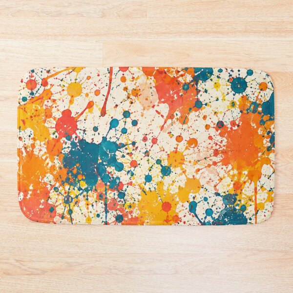 Item preview, Mid Century Modern Teal and Tangerine Splatter Action Abstract Art designed and sold by THE SPLATTERED HAUS BY SAGE BANKS.