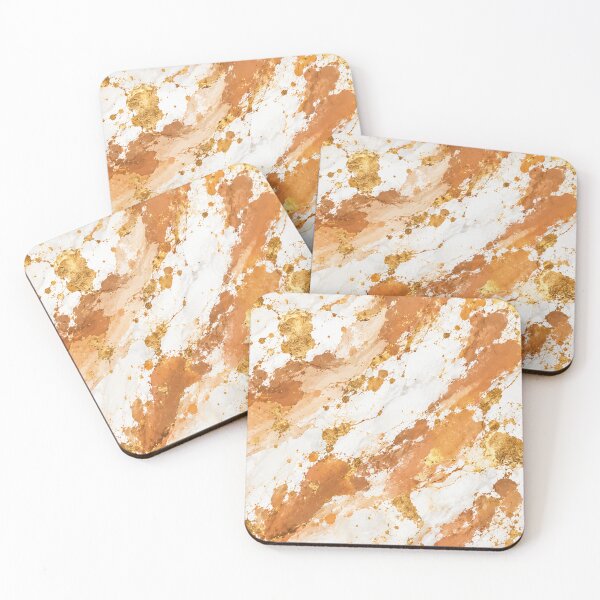 Item preview, Gilded Amber and Cream Marble Mixed Media Art designed and sold by THE SPLATTERED HAUS BY SAGE BANKS.