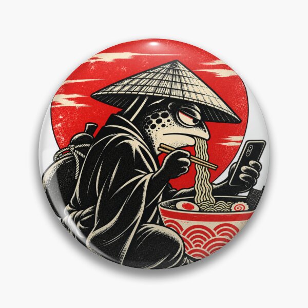 Item preview, Grumpy Frog Eating Ramen Japanese Ronin designed and sold by GibasVisuals.