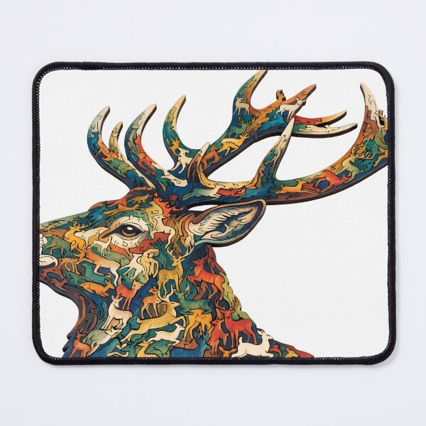 Item preview, Interlocking Wooden Stag Deer Jigsaw Puzzle Antler Art Silhouette designed and sold by VisualVerseLab.