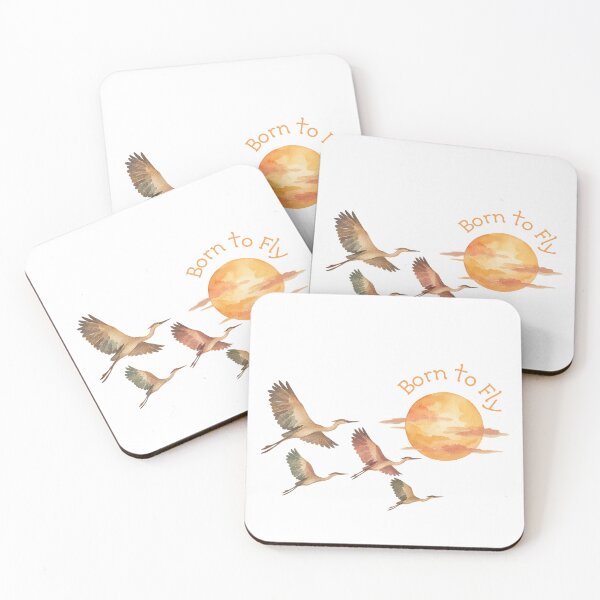Item preview, Born to Fly Cranes Sunset Watercolor designed and sold by mycute-stickers.