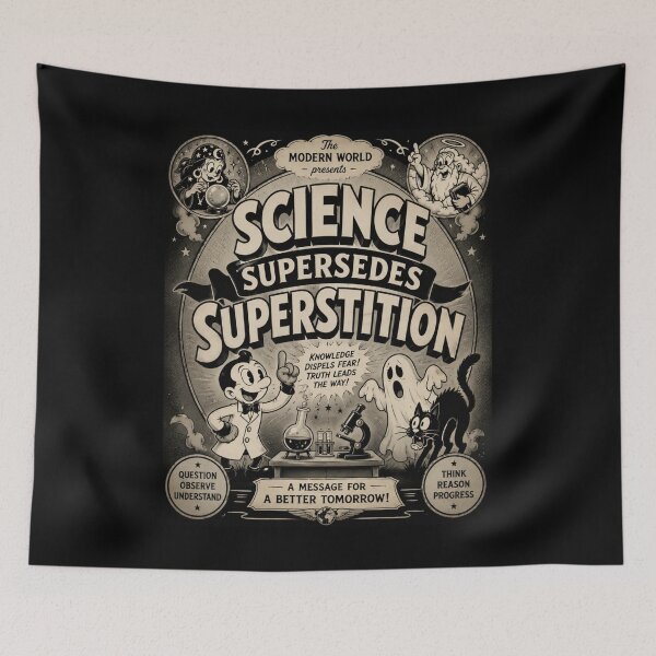 Item preview, Science Supersedes Superstition T-Shirt | Vintage 1930s Cartoon Skepticism designed and sold by Preston Meyers Designs.