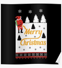 Ugly Christmas Santa Peeing in the Snow Yellow Snow Poster